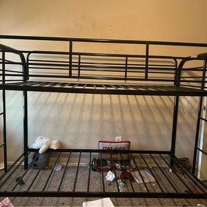Black metal bunk bed